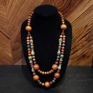 New Gorgeous Jade & Wood Handmade Artisan Necklace